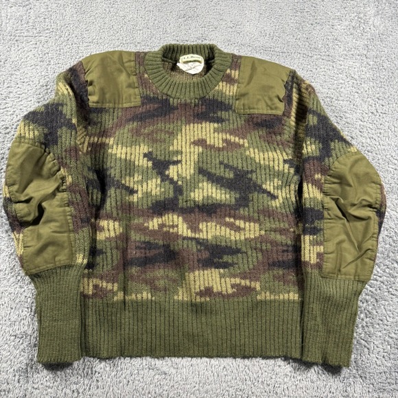 L.L. Bean Other - VTG LL Bean Commando Sweater Mens XLG Green Camo Wool Military Made in England